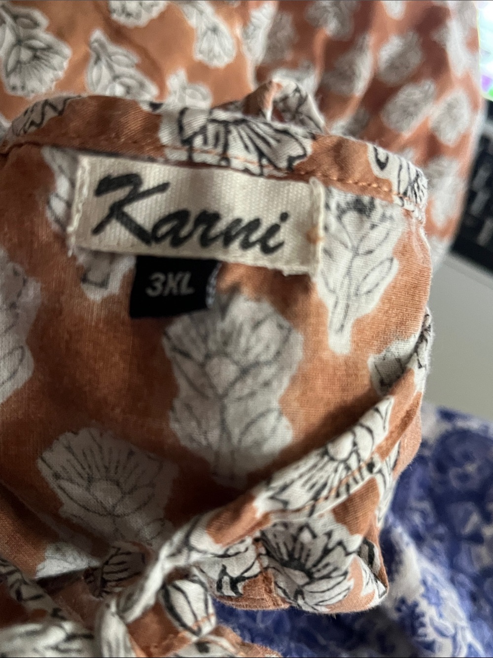 SOLD Karni Hand Block Printed Indian Floral Cotton Dress Free Size (3X) - Picture 8 of 8